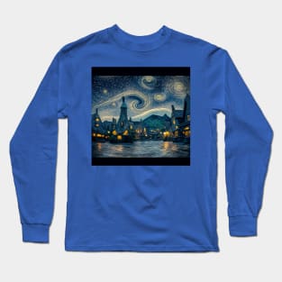 Starry Night Over Hogsmeade Village Long Sleeve T-Shirt